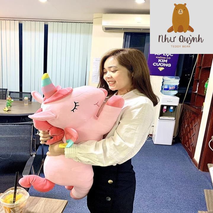 Gấu bông- Thú bông ngựa Pony 1 sừng - kỳ lân , chất liệu vải co giãn 4 chiều Kích thước 90CM 1M1 1M2