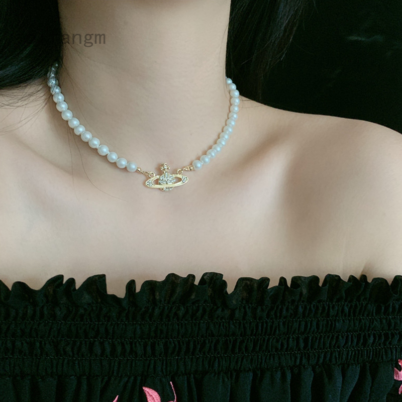 Vòng Cổ Choker Ngắn Đính Ngọc Trai Hình Hành Tinh Cổ Điển Sang Trọng Cho Nữ