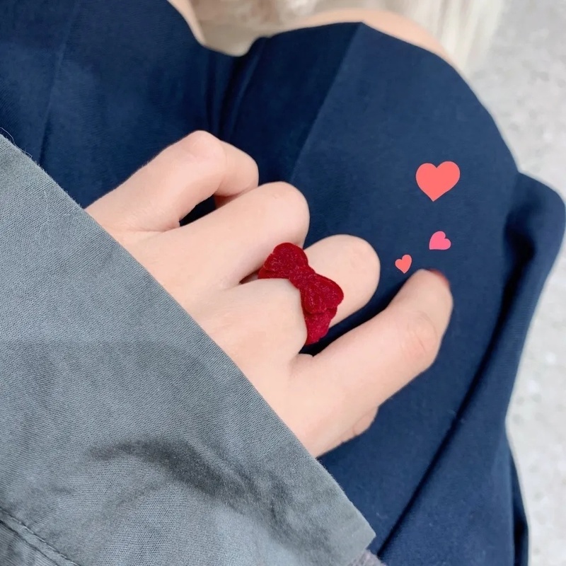1 Nhẫn Đeo Ngón Trỏ Vải Nhung Màu Đỏ Rượu Dễ Thương Có Thể Điều Chỉnh
