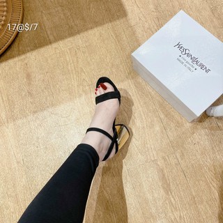 sandal da nỉ gót đồng 7cm