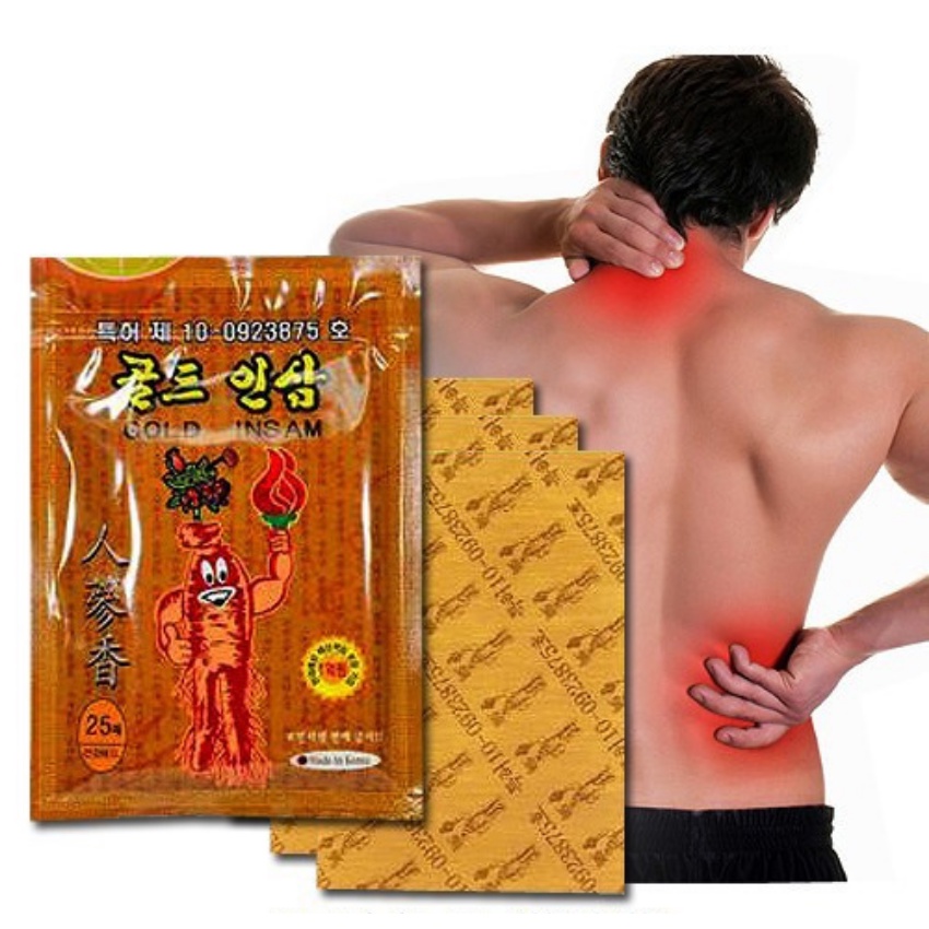 Cao dán hồng sâm hàn quốc 25 miếng Insam - Cao dán sâm giúp giảm đau lưng, đau cơ, đau vai gáy