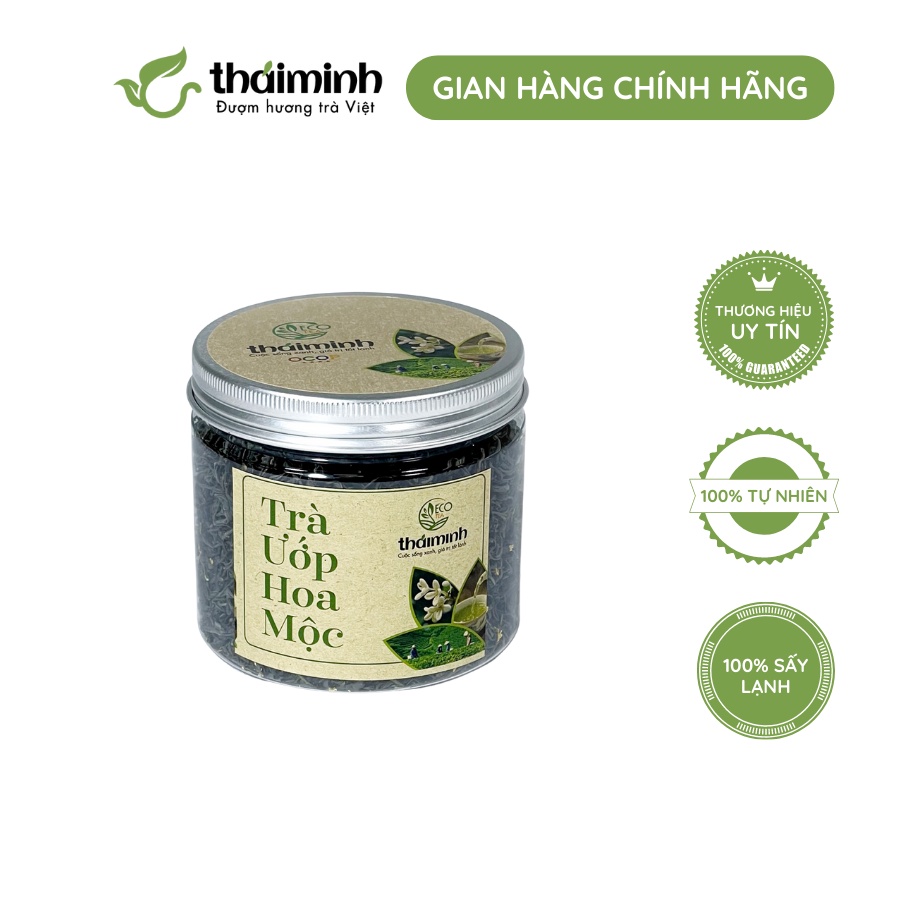 Trà ướp hoa mộc Thái Minh ocop 4 sao, chè xanh Thái Nguyên ướp hoa mộc tự nhiên, hương thơm nhẹ nhàng, vị đậm,ngọt sâu.