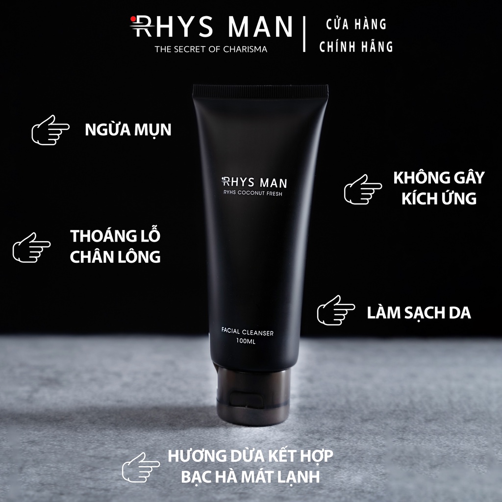 Sữa rửa mặt nam RHYS MAN hương dừa thơm mát Rhys Coconut Fresh 100ml- Hàng chính hãng