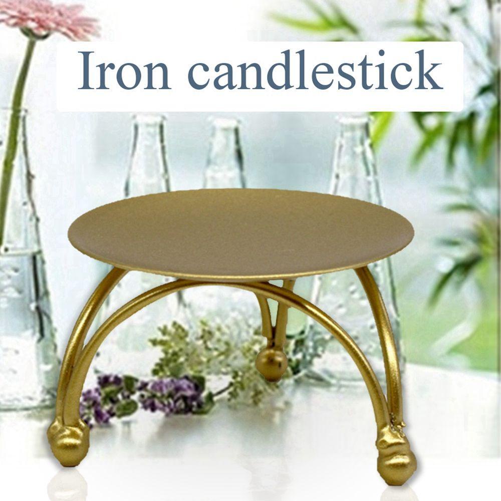 Chân Nến Hình Tròn Nhỏ Bằng Sắt Màu Ngà Trang Trí Nhà Cửa / Tiệc Cưới