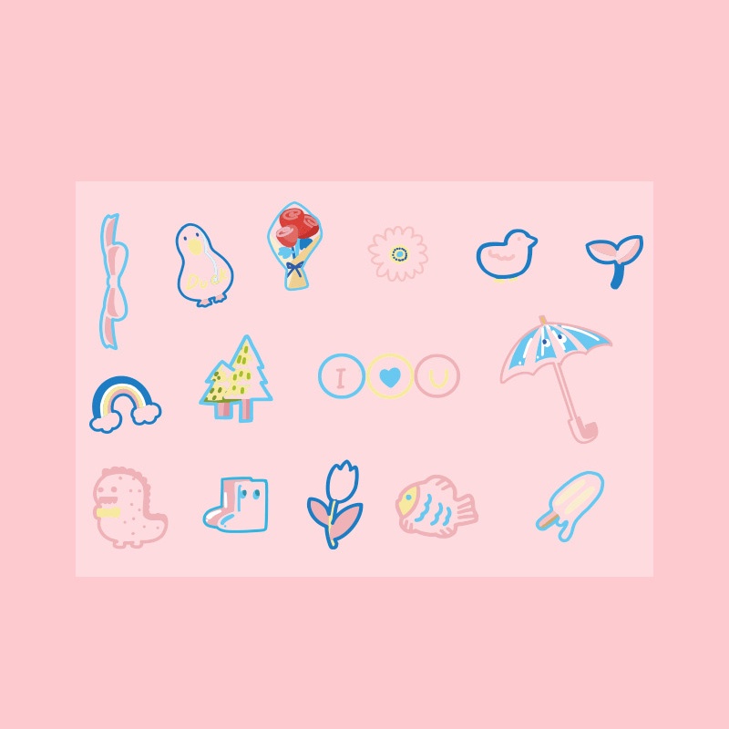 Bộ 45 Miếng Dán Hình Động Vật Hoạt Hình Đáng Yêu Trang Trí Nhà Cửa