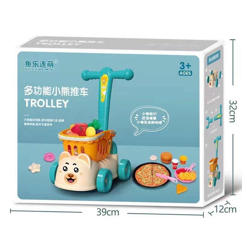 Đồ Chơi Xe Đẩy Kèm Hoa Quả, Xe Đẩy Siêu Thị Dành Cho Bé