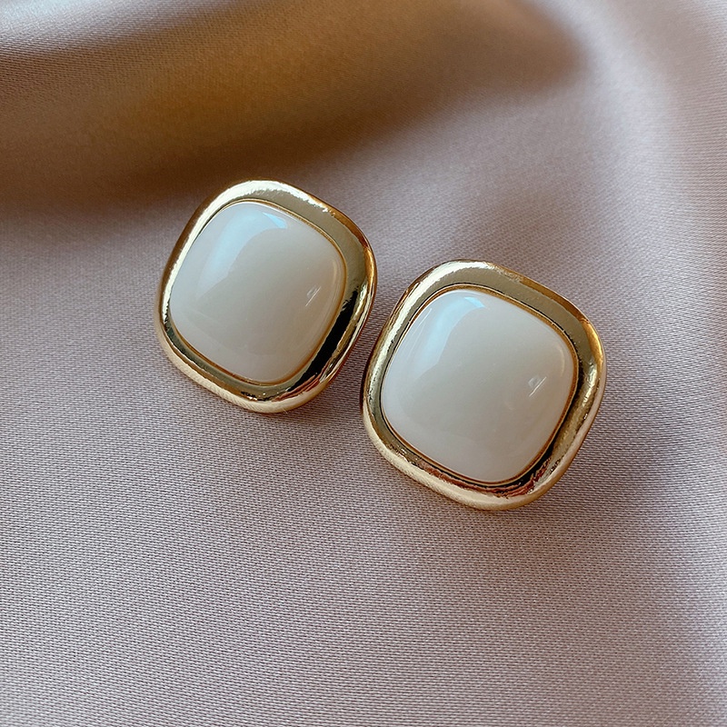 Bông Tai Bạc 925 Hình Tròn/ Vuông Phong Cách Hàn Quốc Đơn Giản Thời Trang Cho Nữ