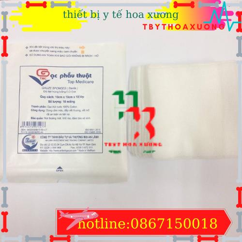 túi 50 gói gạc phẫu thuật tiệt trùng an lành 5 x 5 x8 lớp1 gói 10 miếng