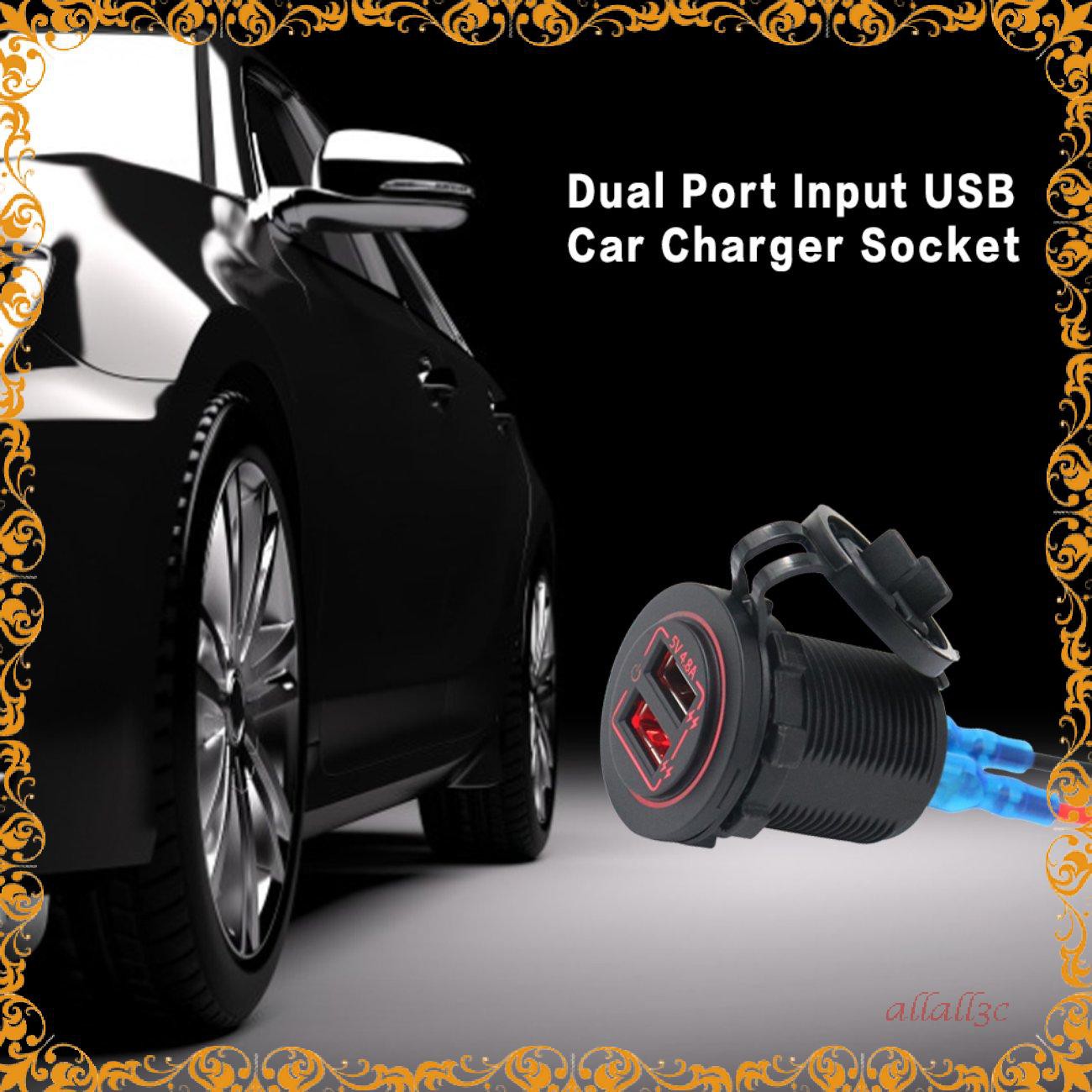Dual Port Input USB Car Charger Socket 4.8A 5V Red Light Touch Button Switch[╭(′▽`)╭(′▽`)╯]
