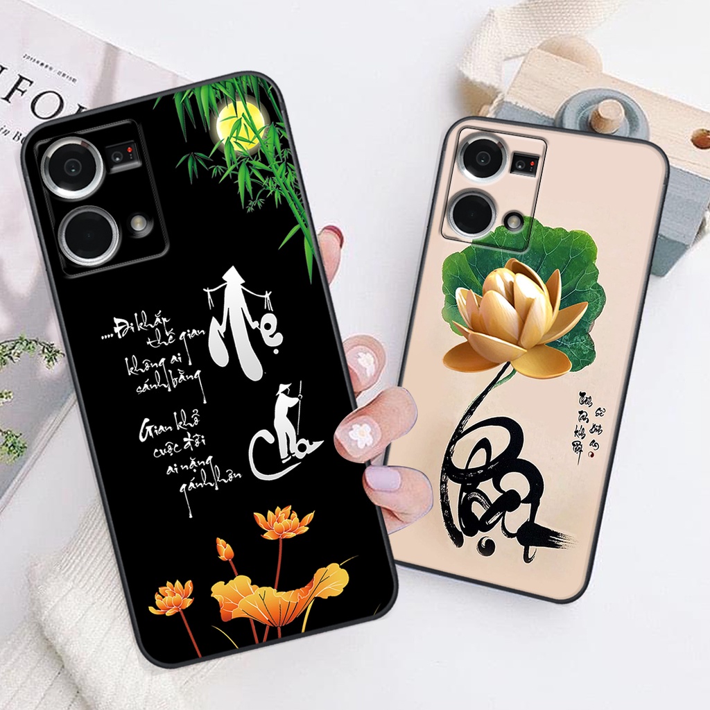 Ốp lưng Oppo RENO 8 4G - BẢO VỆ CAMERA in hình chữ tài chữ lộc, Cha Mẹ, bình an SIÊU ĐẸP