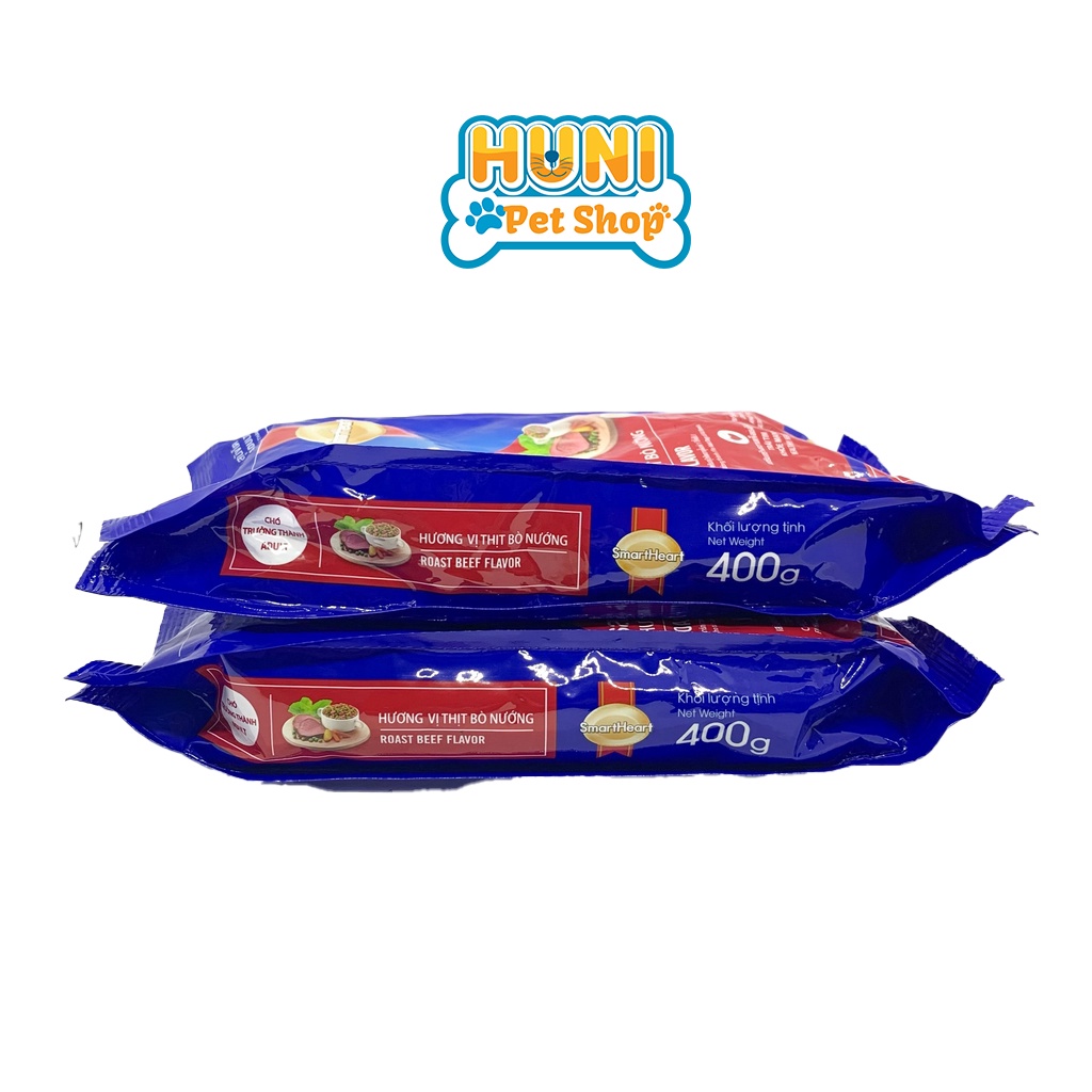 Thức ăn cho chó Smartheart Adult hạt cho chó trưởng thành vị bò nướng - gói 400g, 1.5kg