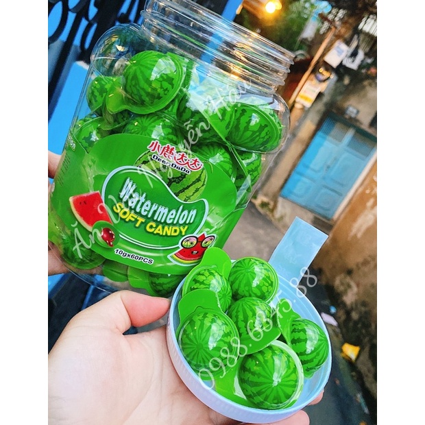 Kẹo dẻo có nhân hình con mắt/dưa hấu/trái dâu/con vịt/kẹo mông,..