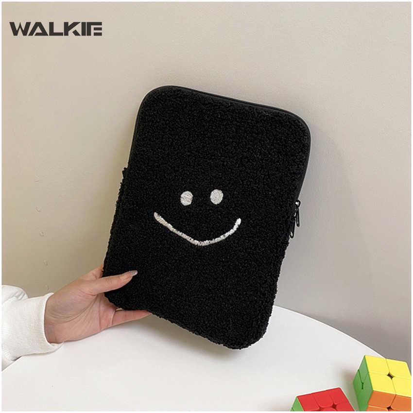 Túi Đựng Bảo Vệ Máy Tính Bảng Huawei MacBook Air Mac Ipad Pro 9.7 10.8 13.3'' 11 13 inch Vải Lông Hình Mặt Cười Dễ Thương