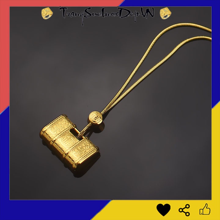 Dây chuyền nữ titan khóa trường thọ chữ phúc màu vàng sang trọng may mắn