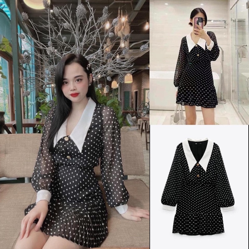 [ORDER-ẢNH THẬT]V010 Váy đầm mini chấm bi