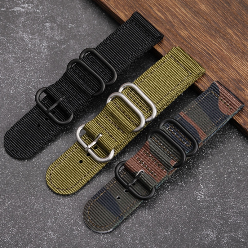11-3✈Vòng đeo tay hai lớp bằng vải bạt Nylon bện Nylon 20 22 24MM chống nước thoáng khí cho nam