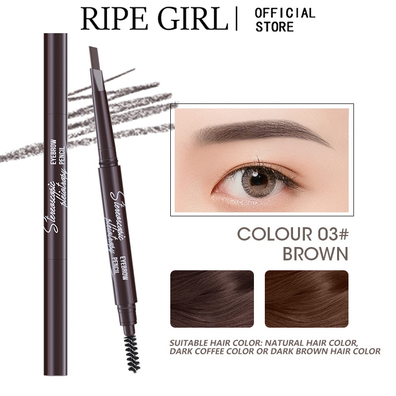 Bút kẻ lông mày RIPE GIRL hai đầu lâu trôi chống thấm nước 5 màu sắc tự nhiên tùy chọn/ Tấm thẻ khuôn kẻ lông mày