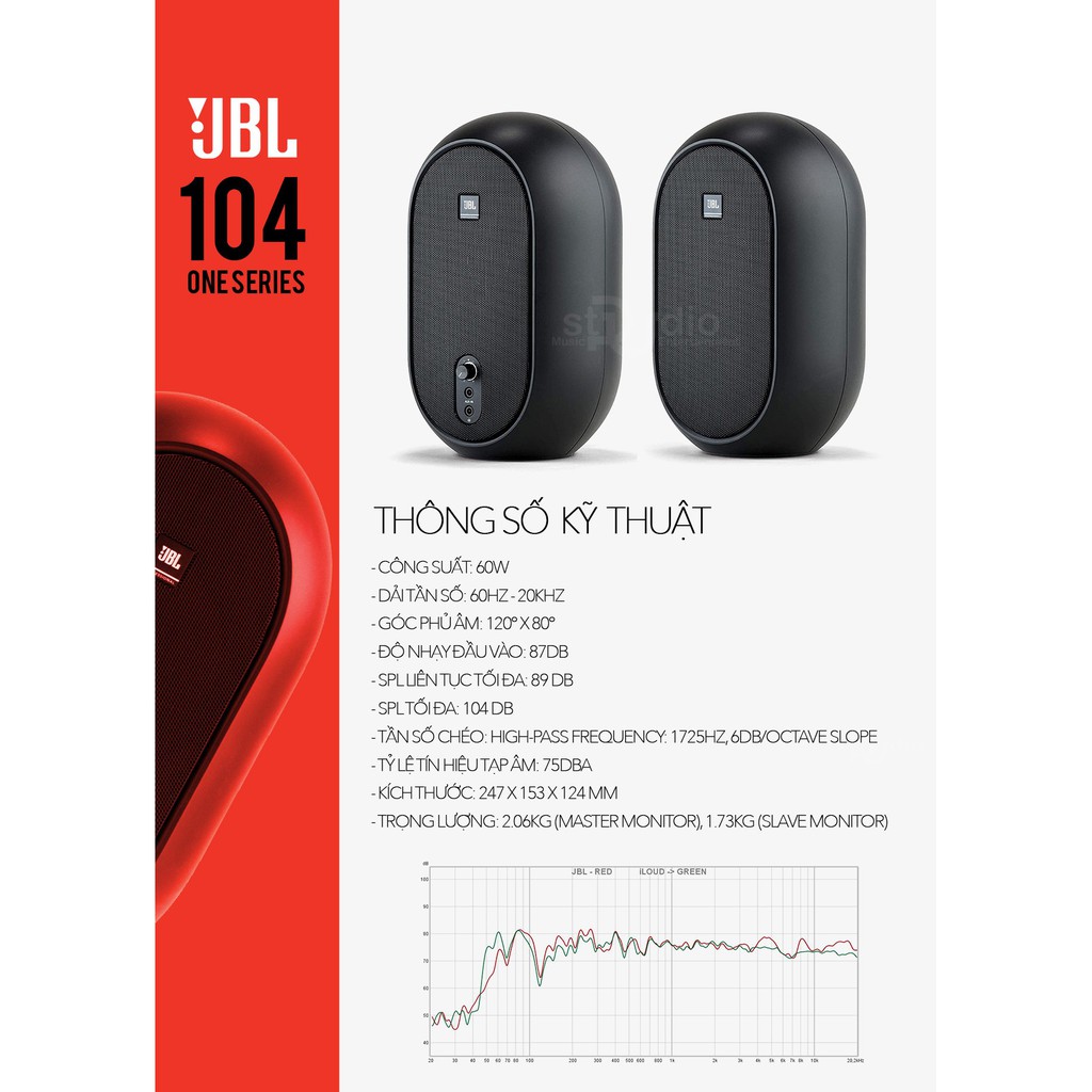 Loa kiểm âm JBL 104, Monitor Studio Music BẢO HÀNH miễn phí trong 01 năm