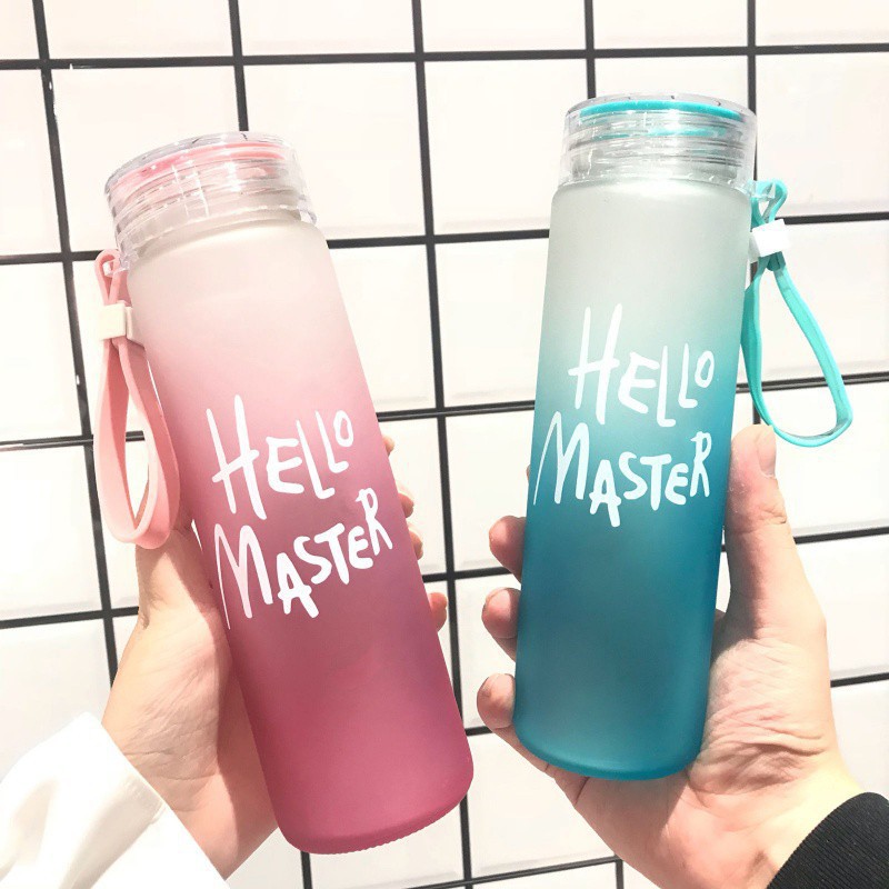 Bình Nước Thủy Tinh Hello Master 400ml  (Màu ngẫu nhiên)