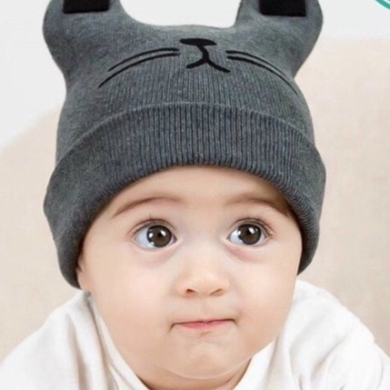 Mũ len MÈO gọn nhẹ, giữ ấm cả đầu và tai cho bé trai, bé gái 0-2 tuổi