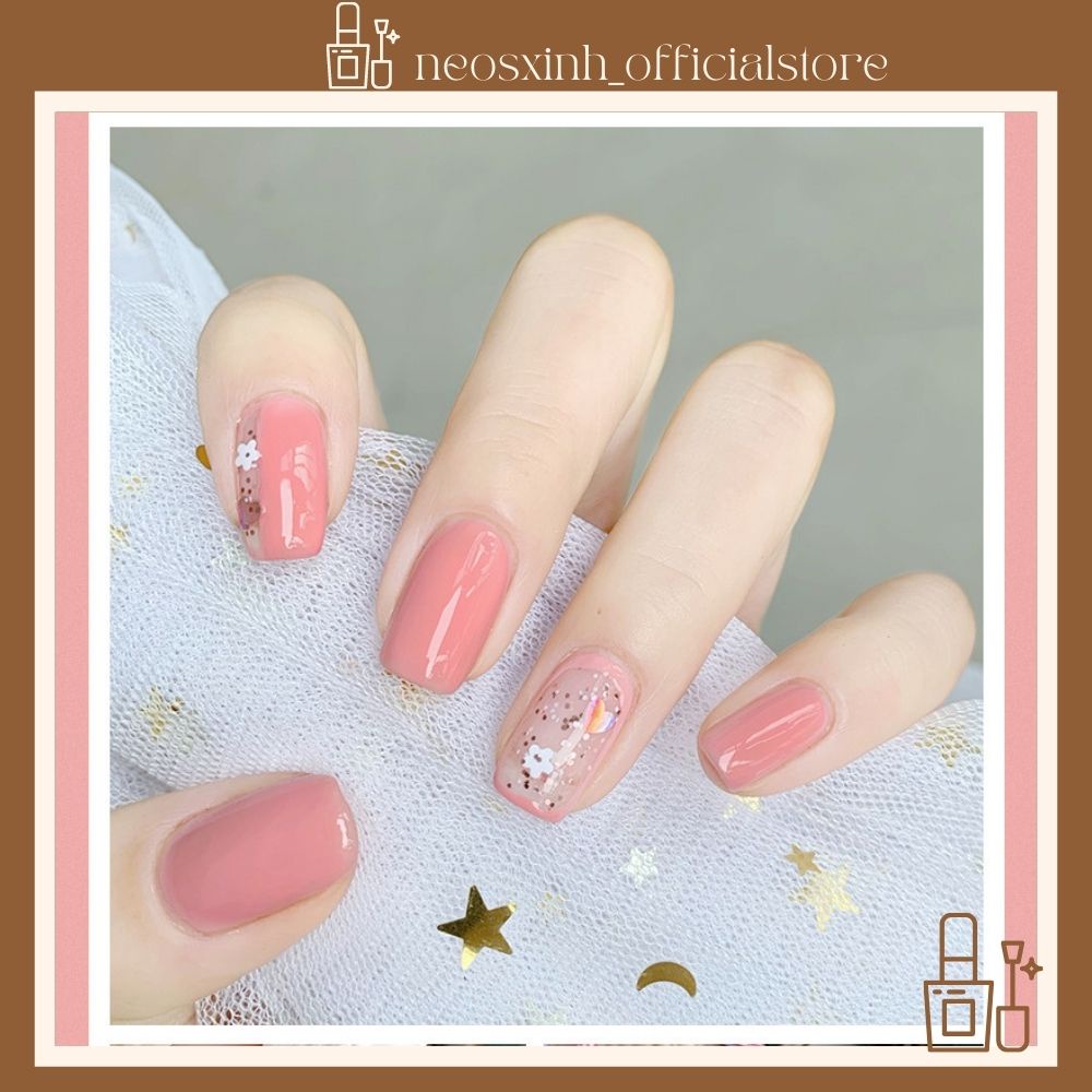 Sơn Móng Tay 2 Màu Gốc Nước Màu Nude Pastel Đen Trắng Trong Suốt Kim Tuyến Tím - Neosxinh Nails