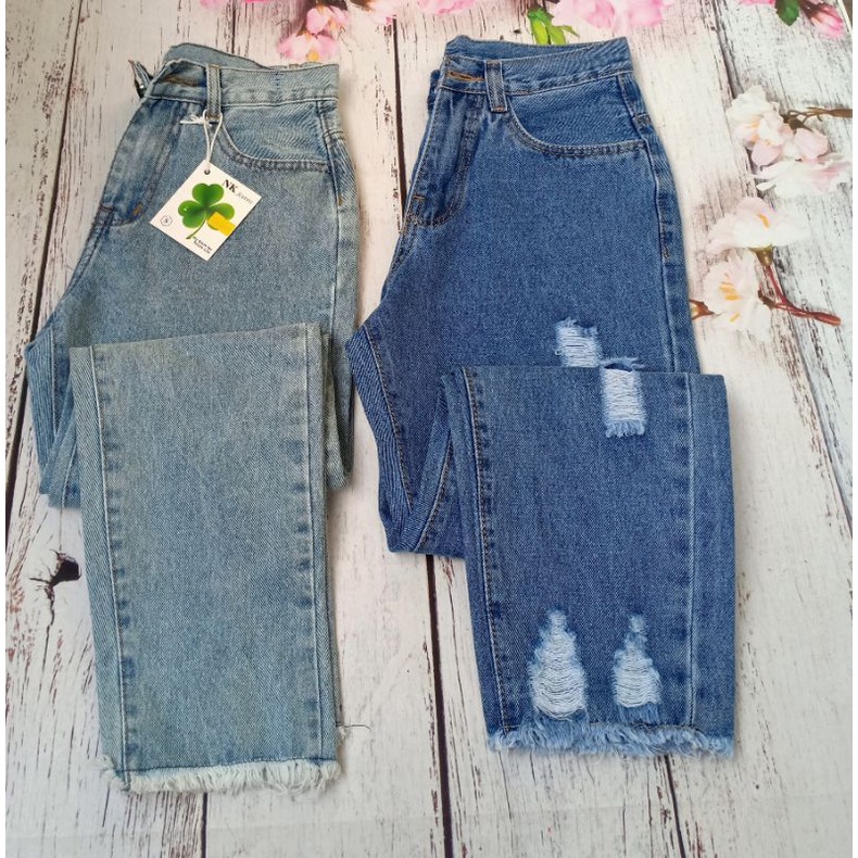 quần baggy rách gối 9 tấc lưng cao