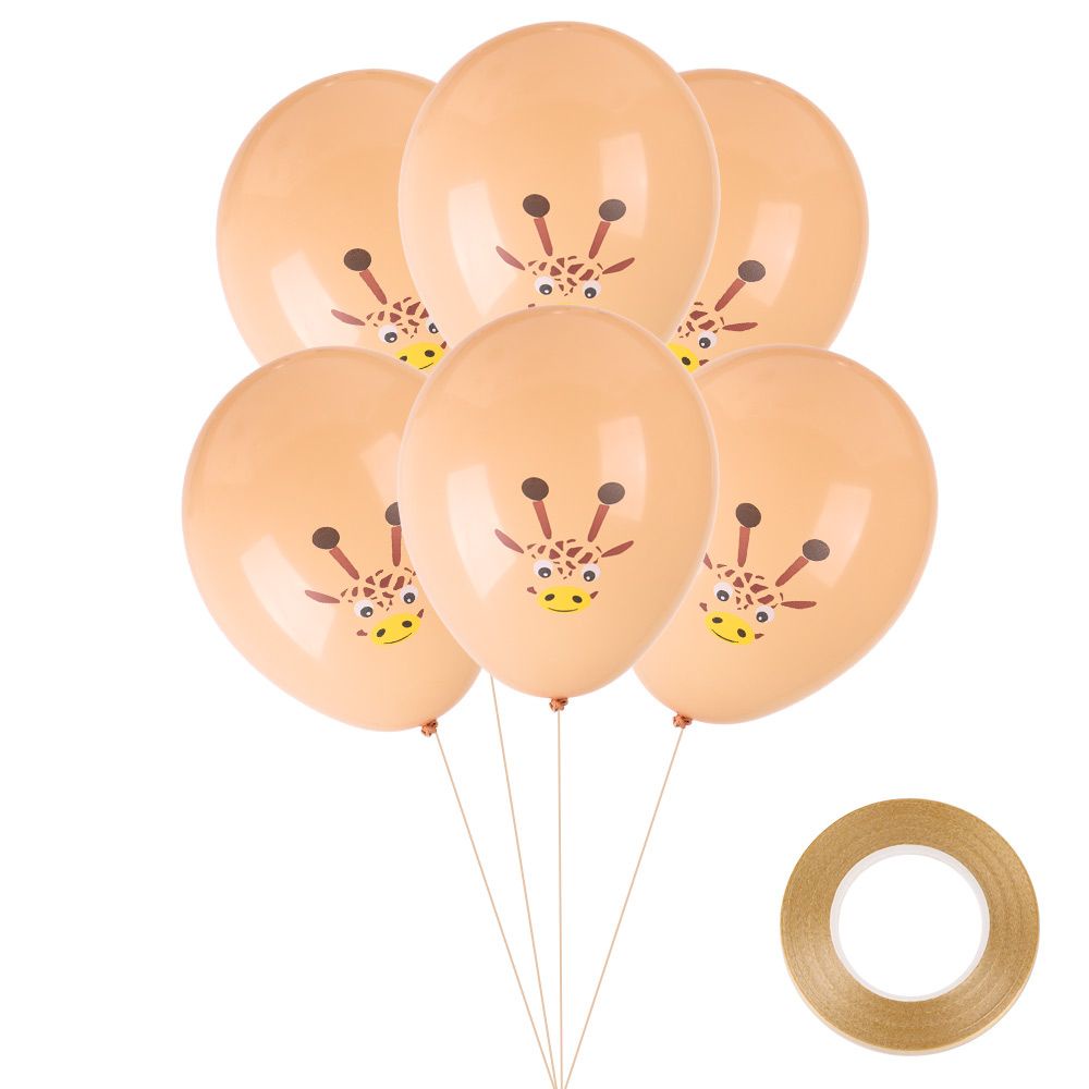 Set 10 Bong Bóng 12 Inch Họa Tiết Động Vật Không Độc Hại Kèm Dây Ruy Băng Trang Trí Tiệc Sinh Nhật
