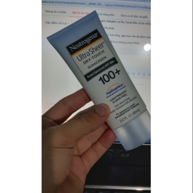 Kem Chống Nắng Neutrogena Ultra Sheer Dry Touch Sunscreen Broad Spectrum SPF 100+ ( 88ML )