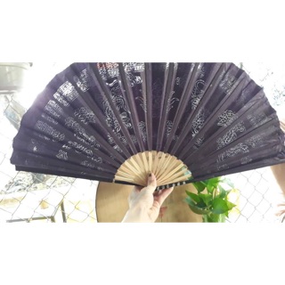 Quạt sừng giấy dó màu tím 35 cm