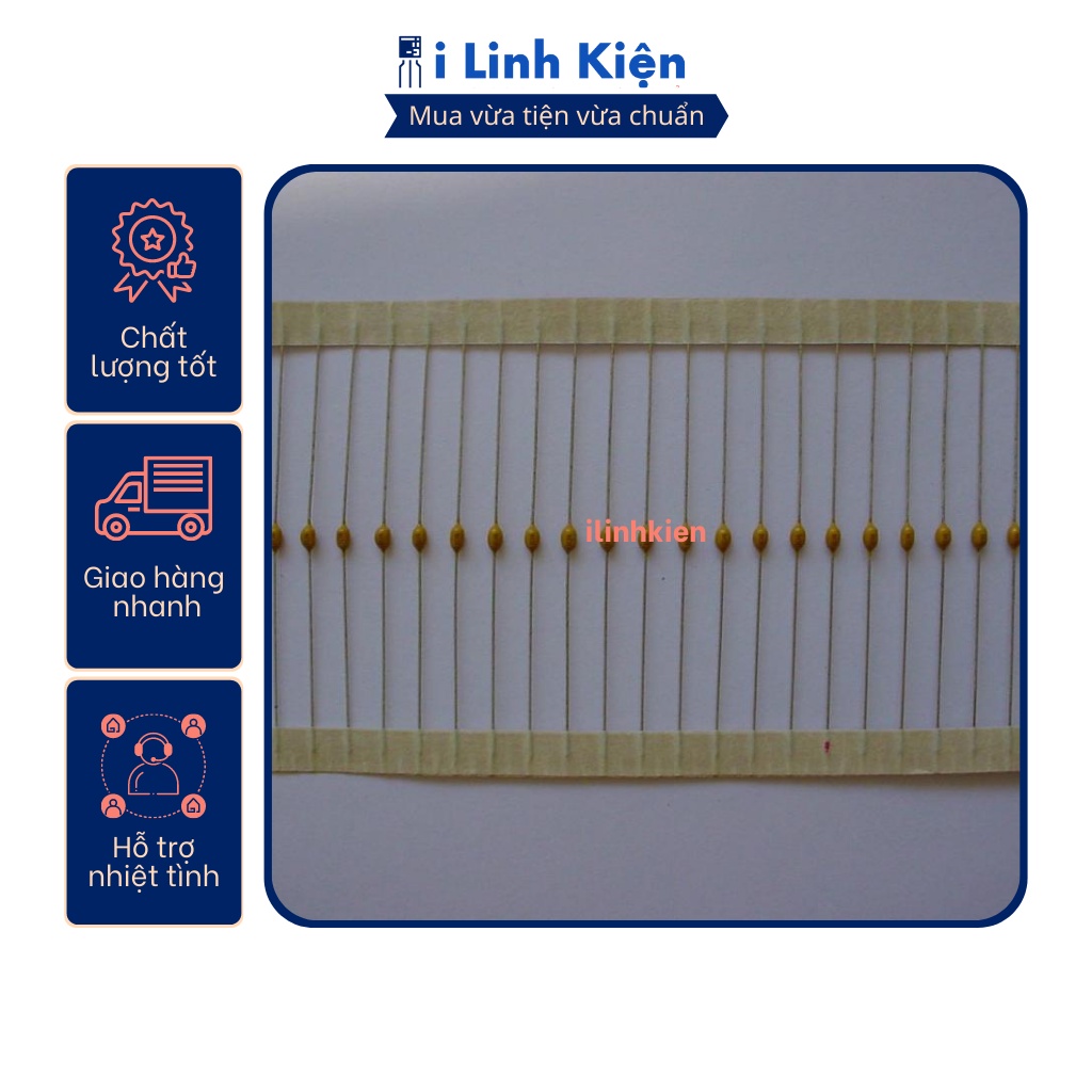 Tụ sứ vàng 104 100nF 0.1uF 50V đóng dây