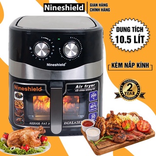 Nồi Chiên Không Dầu Nineshield10.5L có kính chính hãng bảo hành 1 năm.