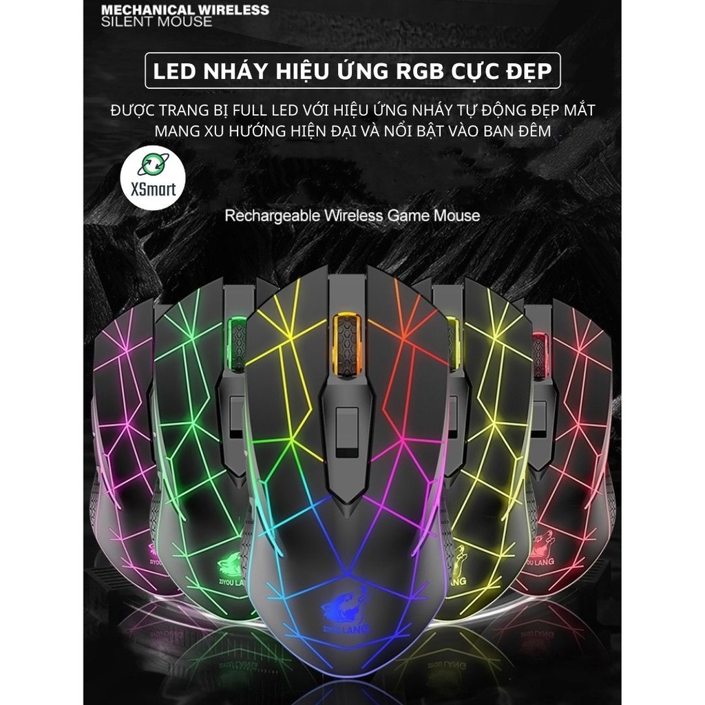 Chuột không dây gaming X9 Led đổi màu siêu đẹp pin sạc dùng cực trâu chỉnh được dpi tương thích cho máy tính laptop pc