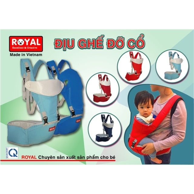 Địu ngồi có đỡ cổ hàng ROYAL mới