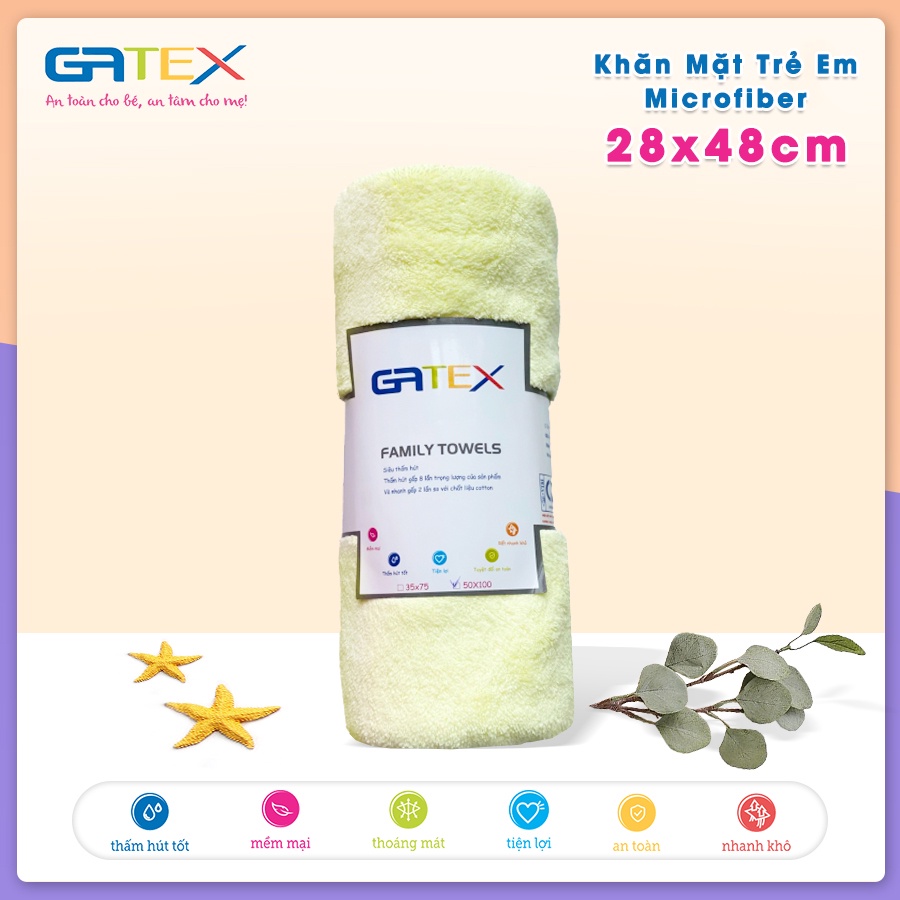 Khăn Mặt Trẻ Em Loại Dày Siêu Thấm Hút, Siêu Mềm Mại Cho Bé  Microfiber GATUDI