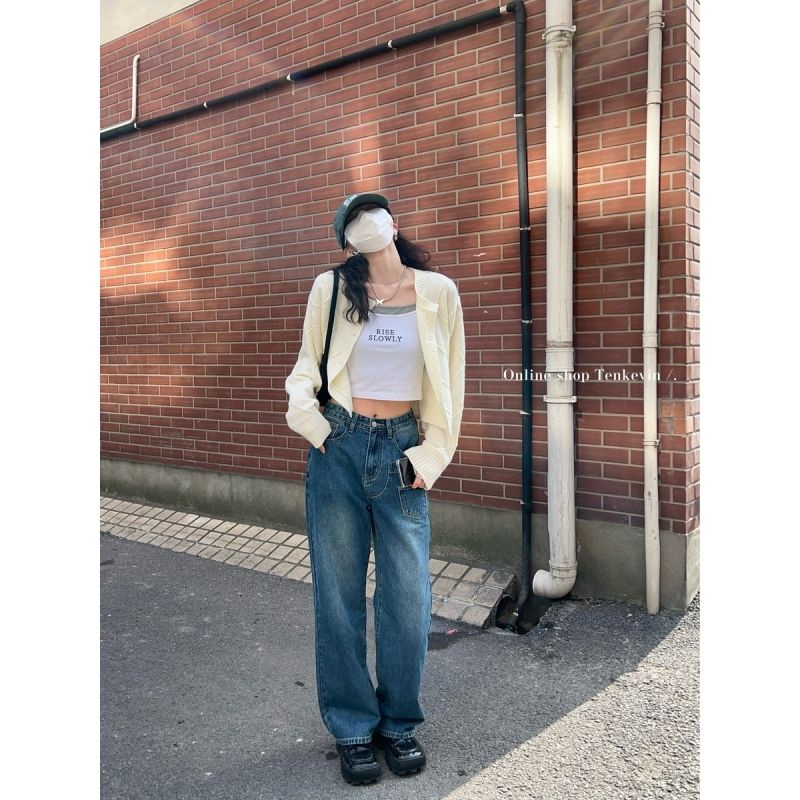 Áo Khoác Cardigan Dệt Kim Dáng Rộng Màu Xanh Lá Thiết Kế Mới Thời Trang Theo Phong Cách Hàn Quốc Cho