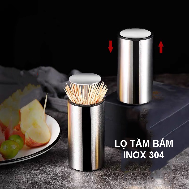 Lọ Đựng Tăm Cao Cấp Inox 304 Thông Minh Có Nút Bấm Tự Động Jodily StarHome