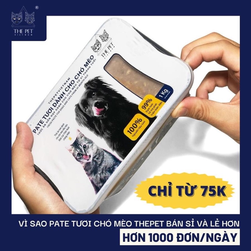 Pate tươi The Pet cho chó mèo hộp 1kg