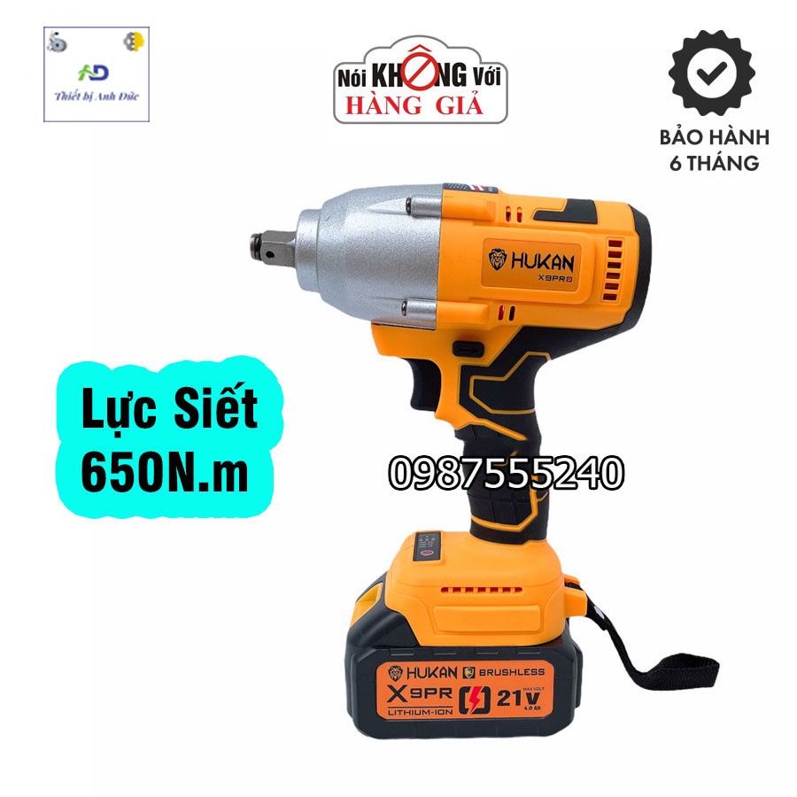 Thân Máy HUKAN X9 lực siết 650N.m Không Chổi Than Tặng Túi Hukan