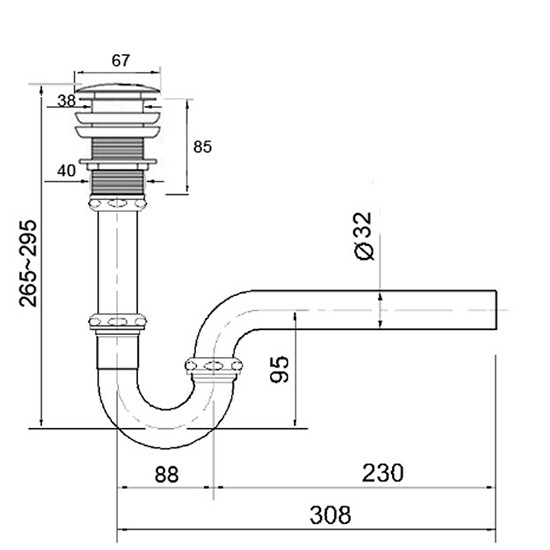 Bộ xi phông lavabo xả nhấn sứ  Zento ZXP011