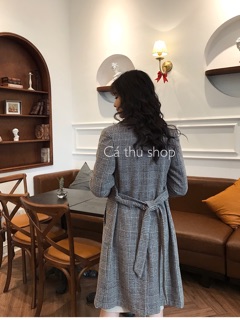 Áo dạ kẻ măng tô cao cấp