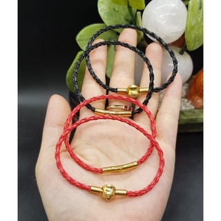 {HOT} Vòng tay dây da khóa Titan (không gỉ, không phai màu) kiểu dáng đơn giản, dễ đeo phù hợp Nam Nữ