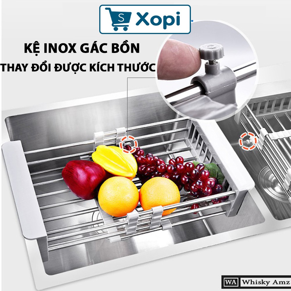 Kệ Inox Để Gác Bồn Rửa Chén Bát Gấp Gọn Xếp Gọn Tiện Lợi