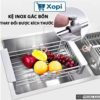 Kệ inox để gác bồn rửa chén bát gấp gọn xếp gọn tiện lợi