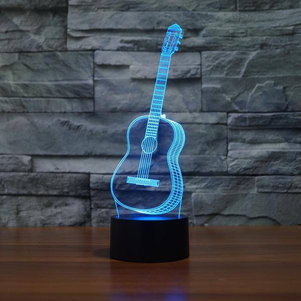 Đèn Led Để Bàn Hình Guitar 3D Đổi Màu Độc Đáo