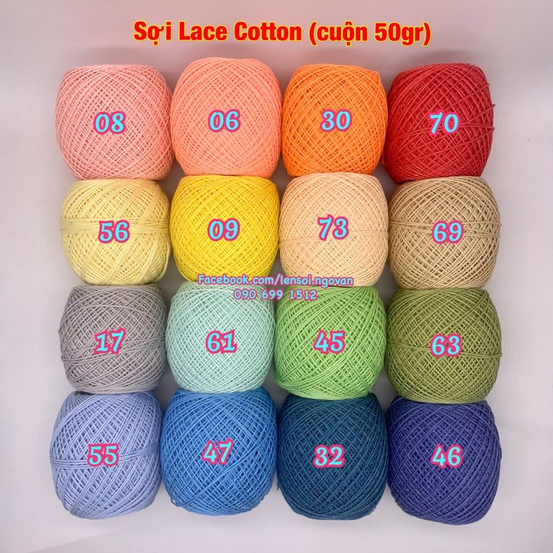 Sợi Lace Cotton Craftyarn VN (cuộn 50gr) MUA 5c cùng màu TẶNG 1c