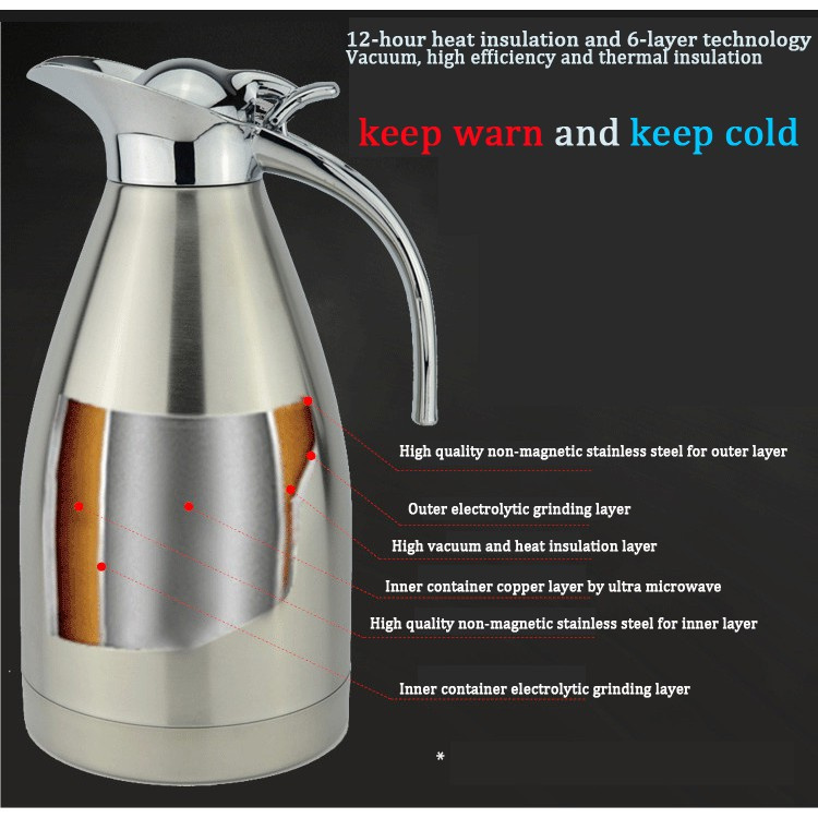 1.5L Coffee Thermos Mug Stainless Steel Vacuum Flasks Thermo Hot Water Bottle