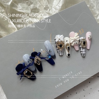 Set 5 Charm đá đen cao cấp trang trí móng đá sáng lấp lánh