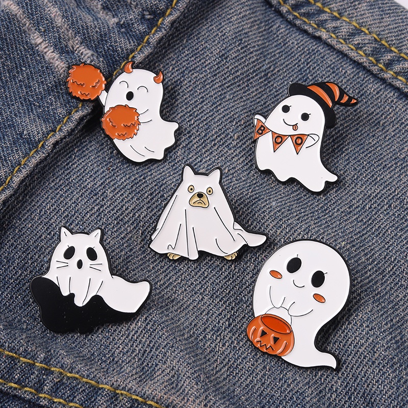 Set 5 Ghim Cài Áo Hình Bí Ngô Halloween Dễ Thương