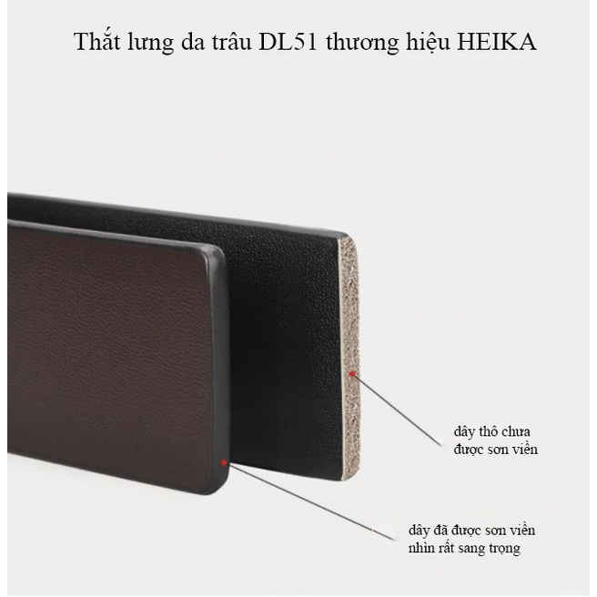 Dây thắt lưng da trâu nam không mặt khoá dài 120cm rộng 3.2cm (dùng cho khoá kim) thương hiệu Heika