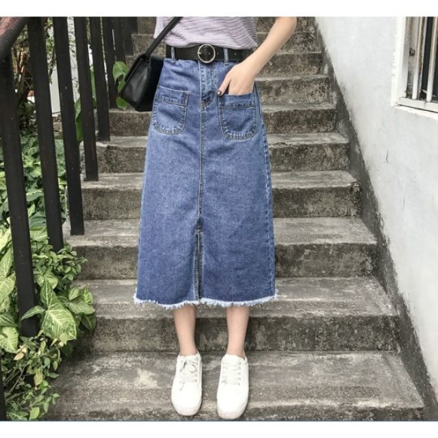 (SẴN)Chân váy jeans- chân váy bò dáng dài hàng Quảng Châu